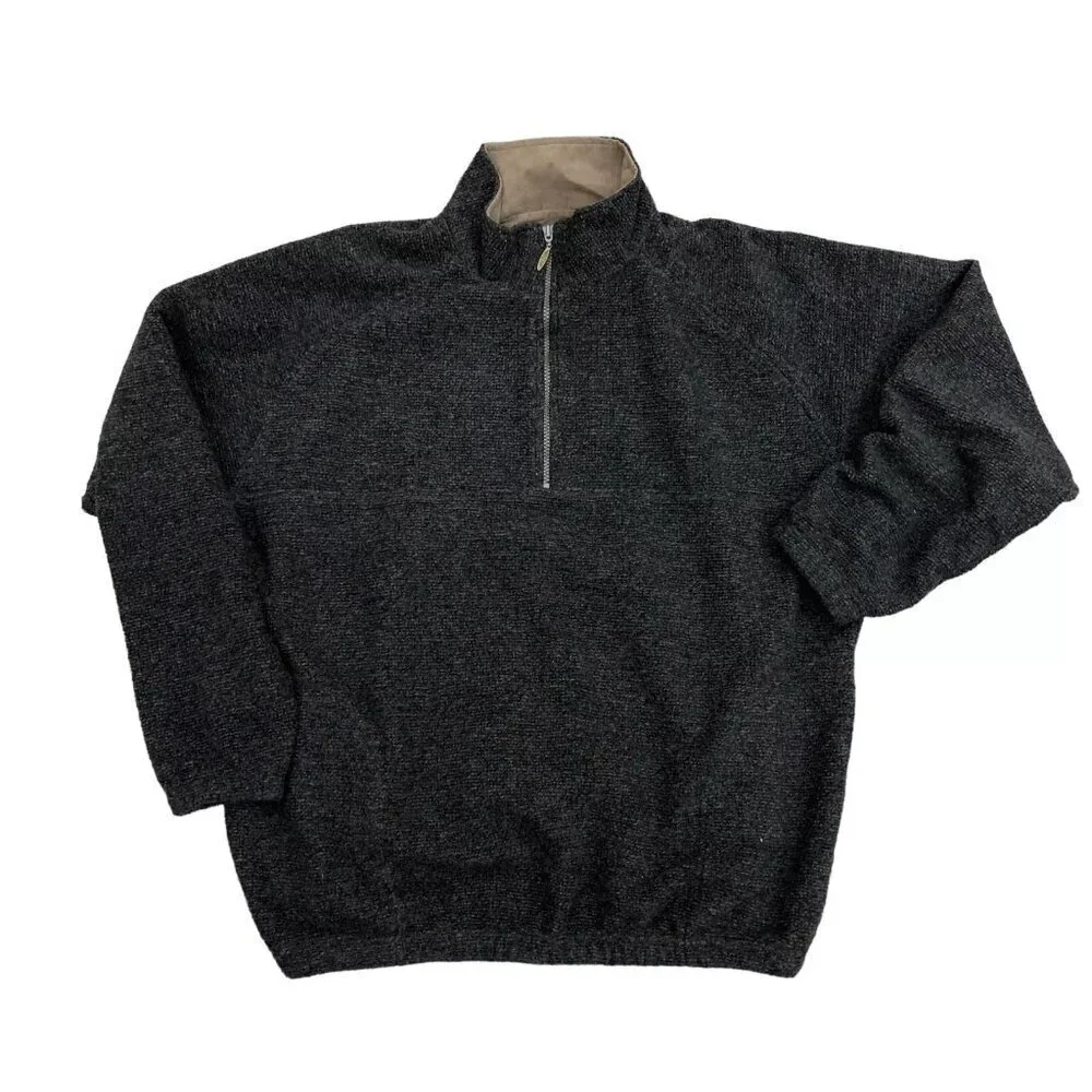 VTG STRAIGHT DOWN 1/4 Zip Pullover Sweater Men's XL Green Sweatshirt Textured‌